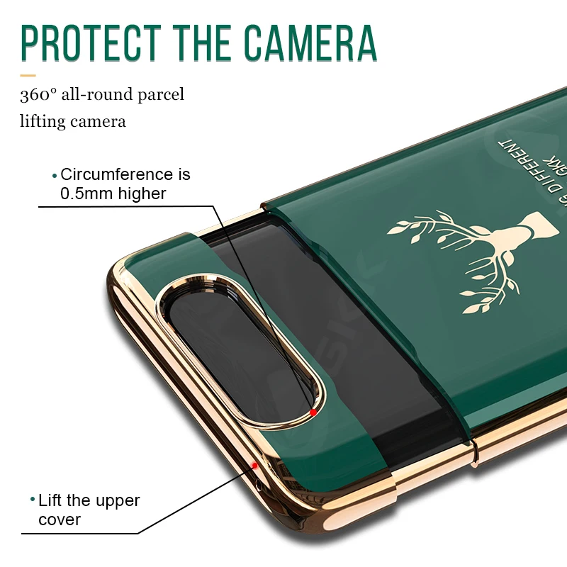 Luxury Lifting Protection Case For Samsung Galaxy A80 Elk Patterns Plating 360 Degree Protective Hard Cover For Samsung A80 Case