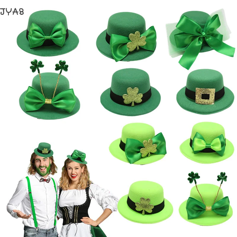 Saint Patrick's Day Top Hat Holiday Green Caps Dress-up Costume For Irish Festival Party And Tree Topper Accessory Props