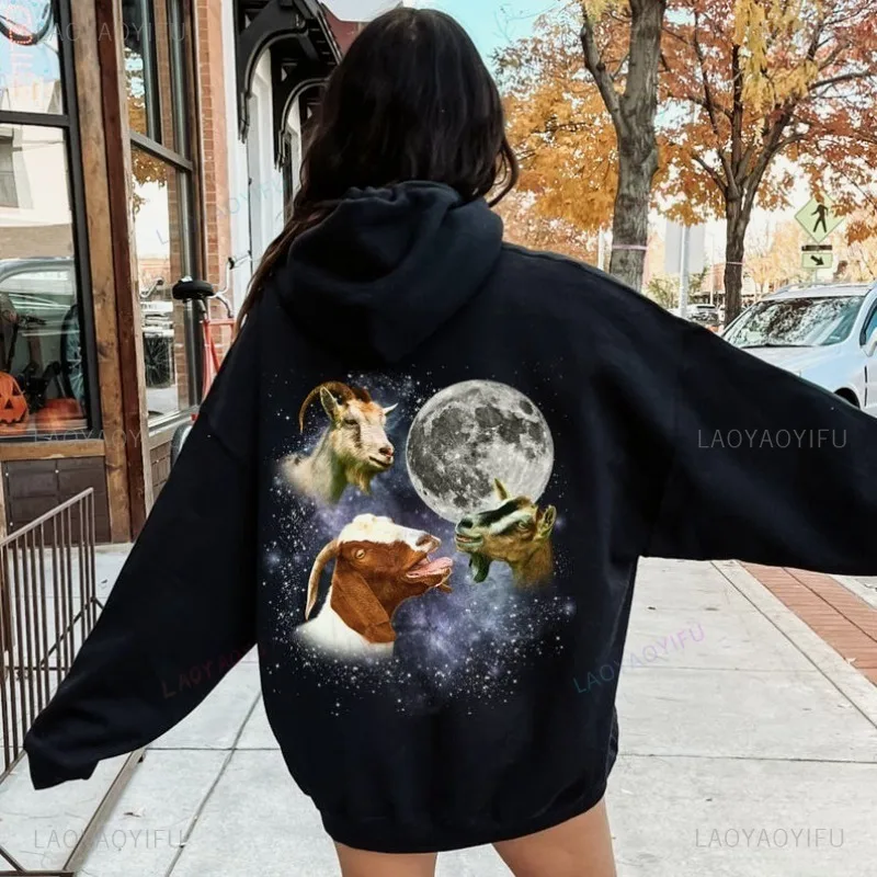 Yule Goat Hoodie Funny Farm Animal Pullover Cosmic Galaxy Goat Hoodie Man Women Personalized Clothing Sweatshirt Pullover