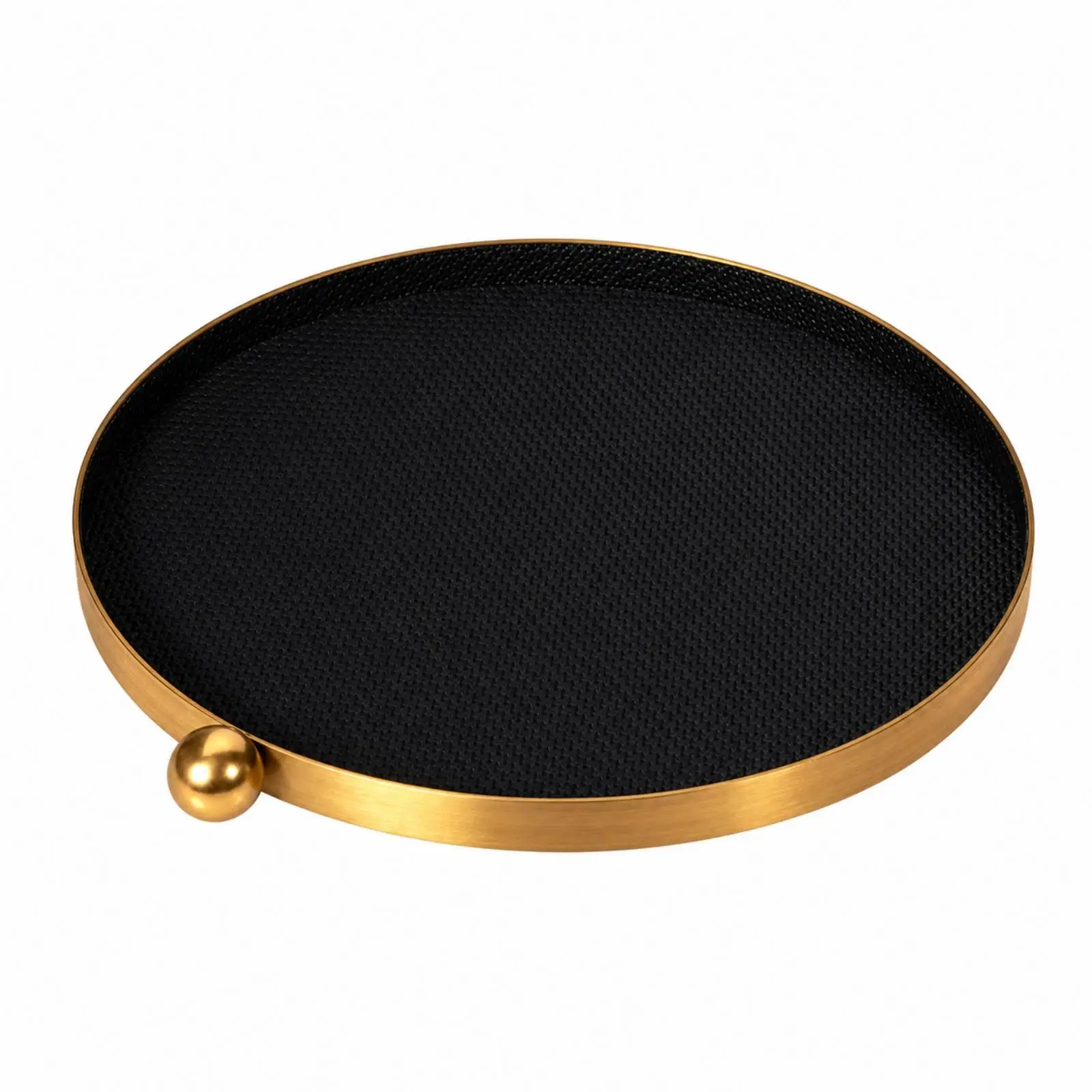 Refined Decorative Tray with Textured Leather Insert and Sturdy Metal Build for Entryway Coffee Table Organizing