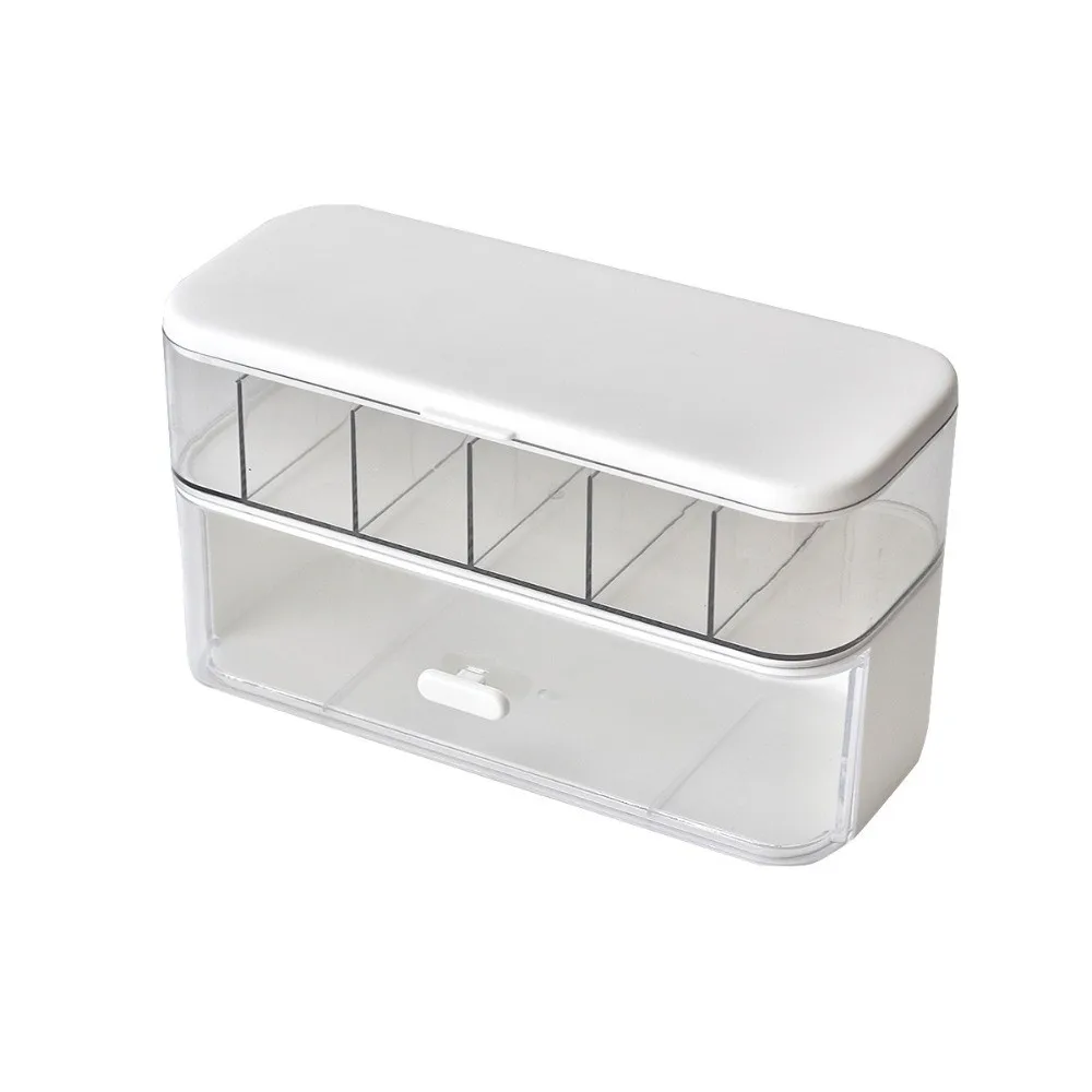 

Clear Data Cable Storage Box 7 Grids Jewelry Organizer Earphone Charger Case Large Capacity with Cover