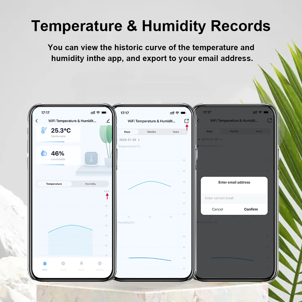 Sensor de Temperatura e Umidade Inteligente Tuya WIFI com Luz de Fundo, Termômetro Compatível com Smart Life, Alexa e Google Assistant
