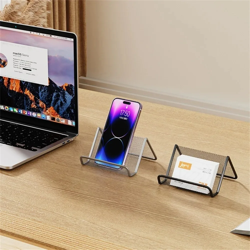High Quality Portable Mesh Business Card Holder Metal Multi-purpose Name Card Stand Durable Cell Phone Holder