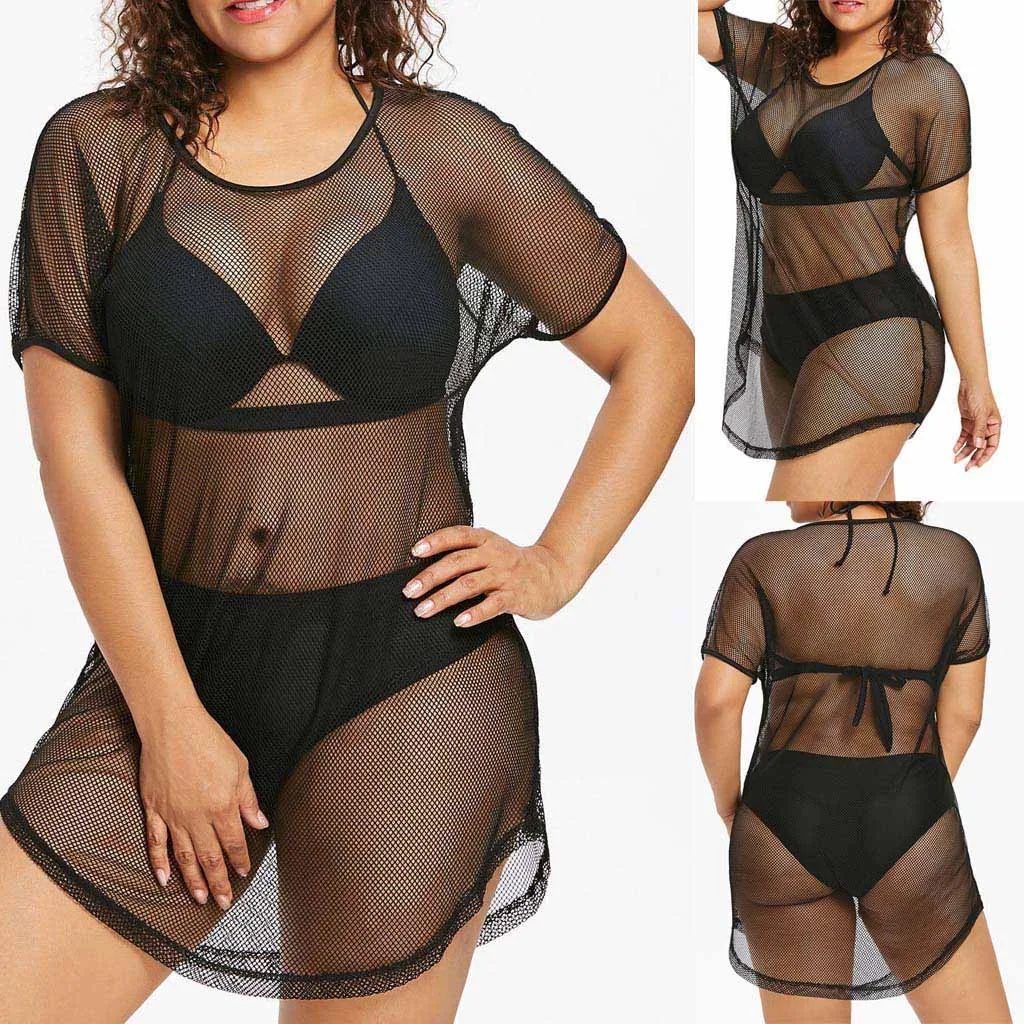 

Sexy Women Beach Dress Mesh Bathing Suit Cover Up Sheer Bikini Vestido Swimwear Clubwear Robe Saida De Praia See Through Dresses