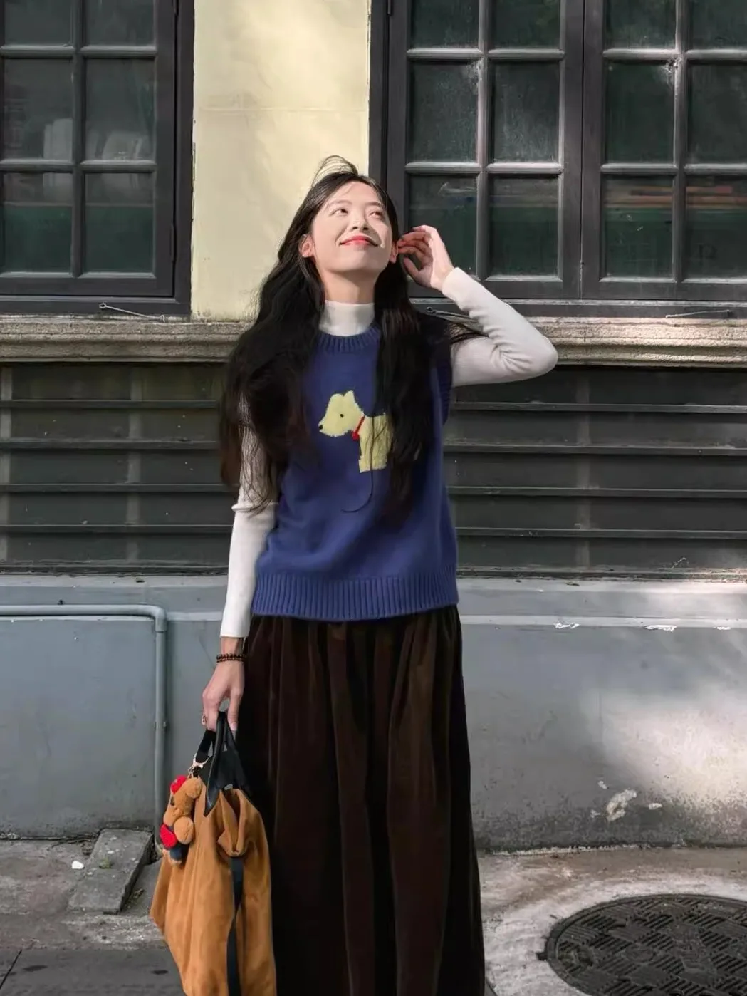 한국 슬림핏 니트 조끼 여성용 가을 겨울 신상 레이어드 어깨 패드 이너탑