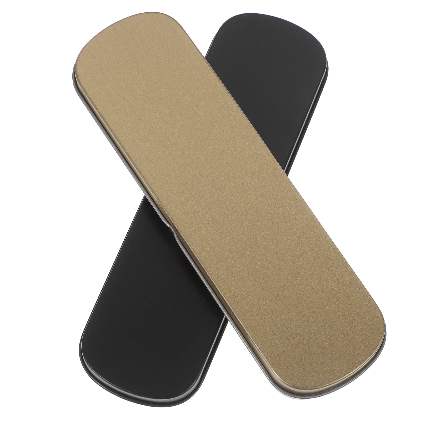 

2pcs Metal Pencil Boxes High Capacity Stationery Cases for Students Kids Empty Containers Black Gold Color