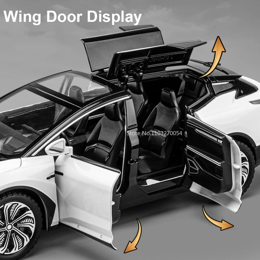 1:22 HiPhi X ヘルキャット合金製おもちゃの車モデル、サウンドライト、プルバック機能、ドア開閉可能、男の子の誕生日プレゼント