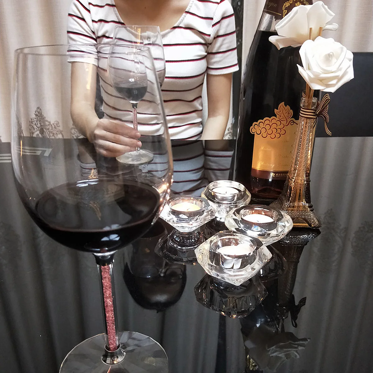 

1Pcs Crystal Cup Premium White Crystal Simple Holder Party Decoration Candlestick Adornment for Home Restaurant