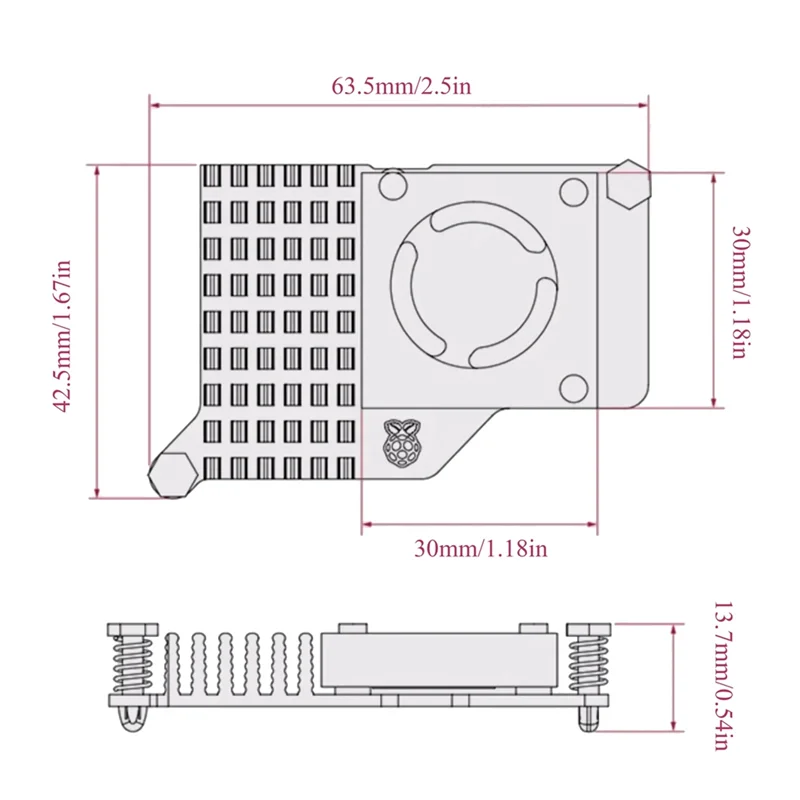 AB06 Pendingin Resmi Aktif Kipas Pendingin Aluminium Anodized Heatsink DC 5V Mendukung Kontrol Kecepatan PWM Untuk Raspberry Pi 5