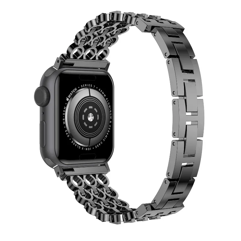 Adequado para Applewatch Aço Inoxidável Metal Watch Strap IWatch Malha Auto Destacável Apple Watch Strap