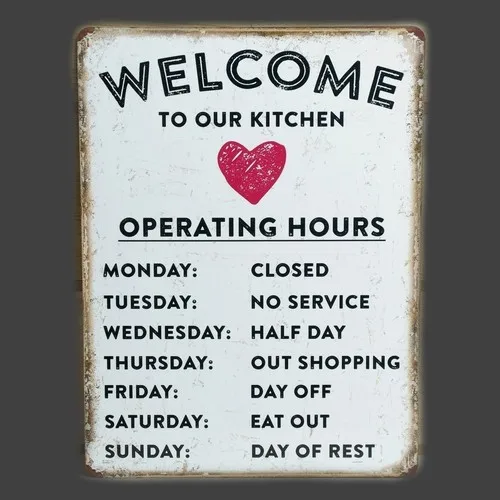 Kitchen Welcome Metal Plaque Vintage Sign Tin Retro Wall Shabby Chic Funny Gift