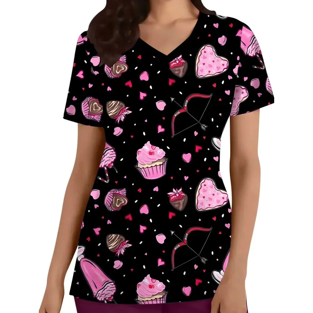 Хирургическая униформа, женская летняя модная летняя модная униформа с v-образным вырезом для медсестры, повседневная женская медицинская форма с накладным карманом и короткими рукавами