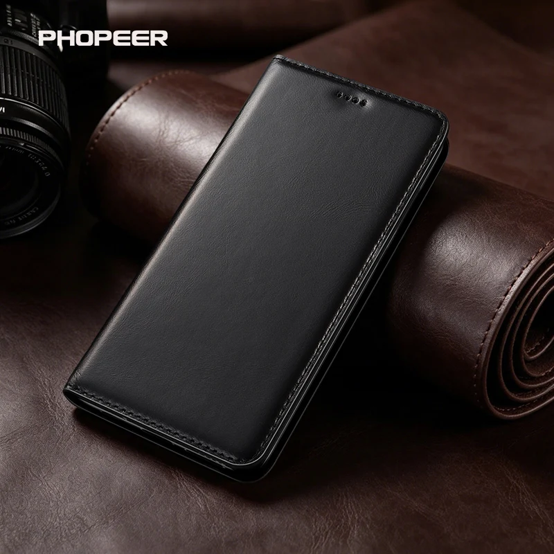 Funda de cuero genuino de lujo para Asus Zenfone 12 11 10 9 8 7 6 5 Flip Pro Ultra Wax con patrón de cera y ranuras para tarjetas
