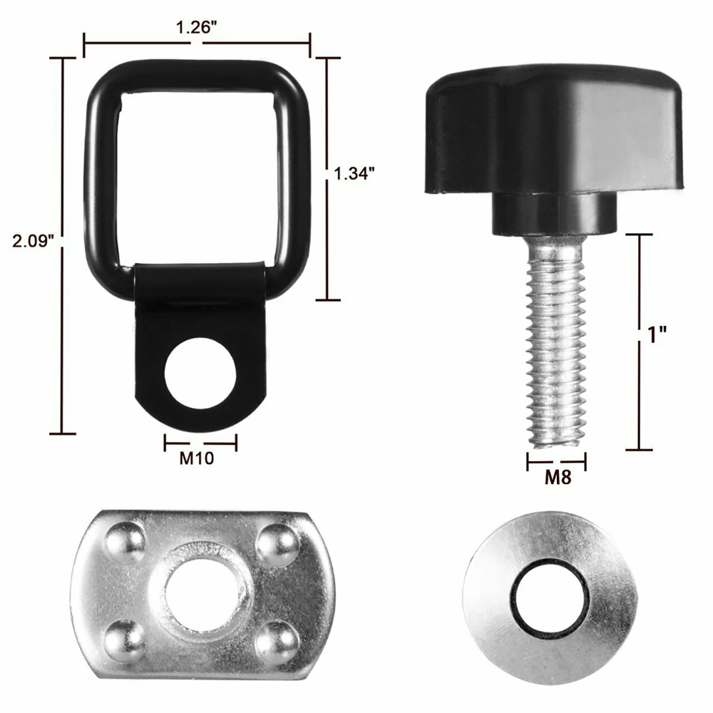 8pcs Quick Removal Fastener Thumb Screws and Nuts Tie Down D-Ring Anchors for Jeep Wrangler YJ TJ JK JKU 1995-2017 Sports Sahara