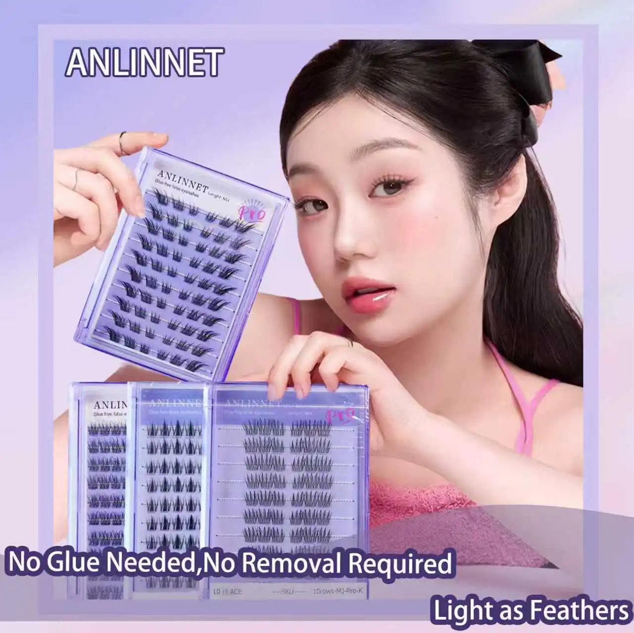 No glue needed！10 rows of adhesive free self-adhesive false eyelashes Single curle C eyelash cluster 9-12mm lashes extension