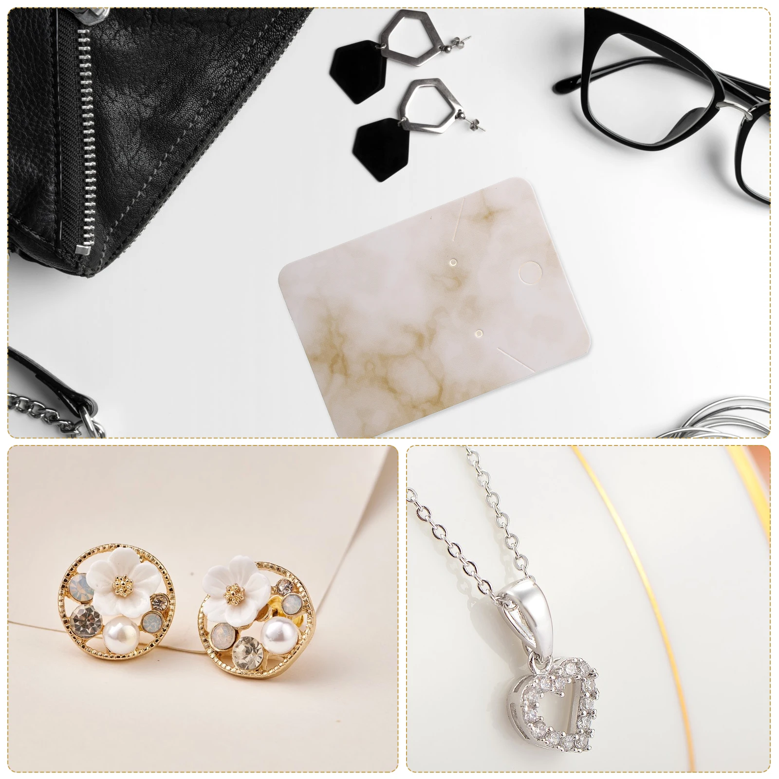 

200 pcs Jewelry Packaging Card Marble Pattern Necklace Display Earring Holder Hanging Cards Suitable for Party Gifts