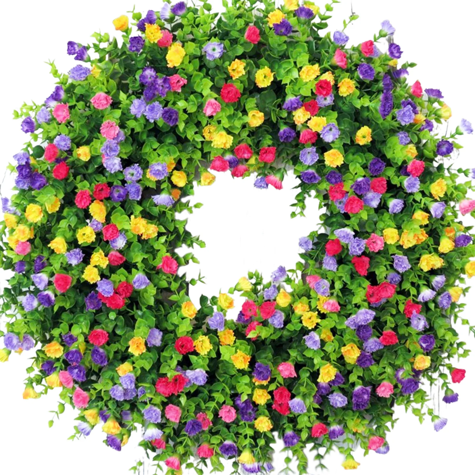 

Colorful Spring Summer Floral Garland Home Decoration Multicolor For Front Door Wall Party 45cm PVC Artificial Flower Wreath