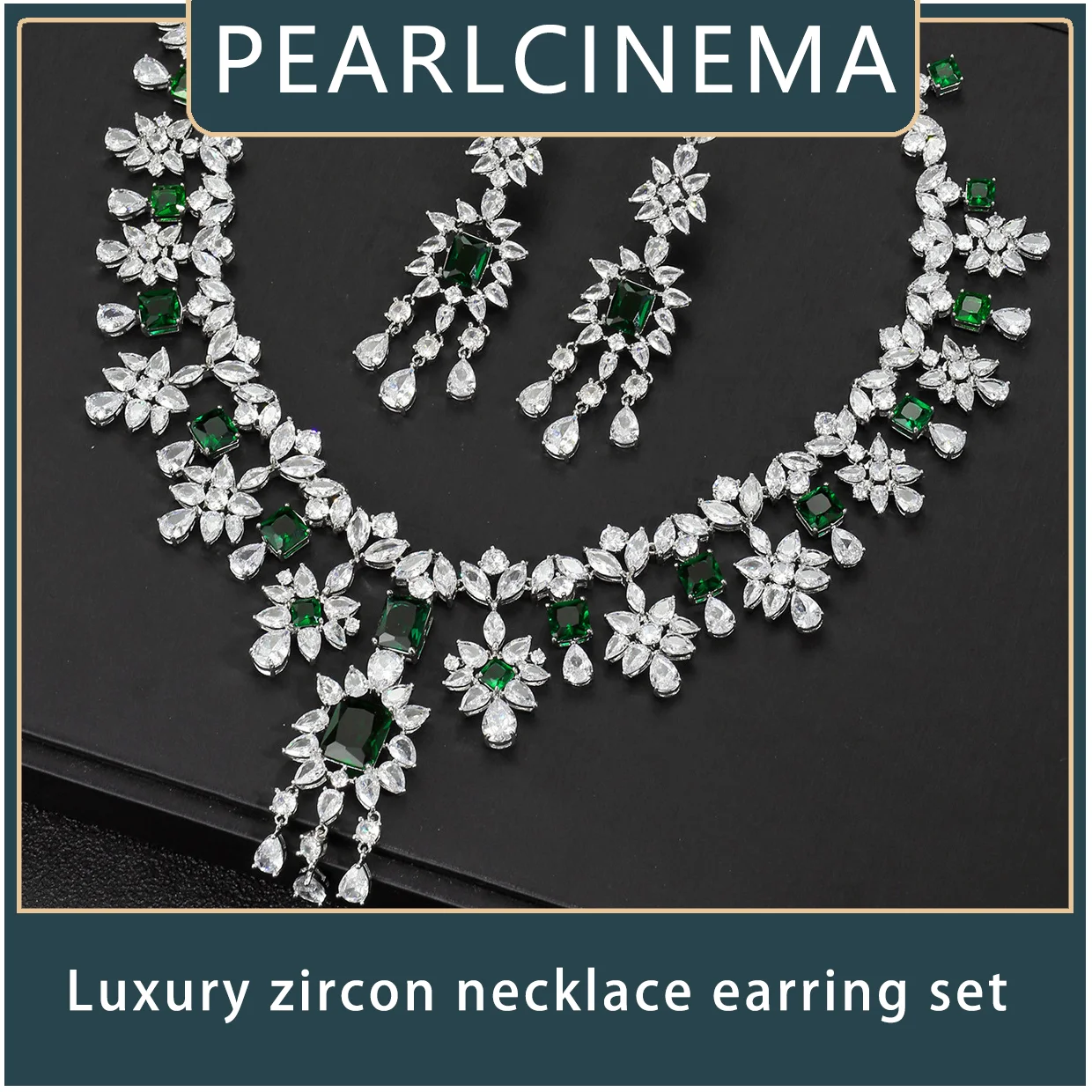 

PEARLCINEMA Luxury zircon necklace earring set Bridal Jewelry Set Floral Elegance for Weddings & Galas