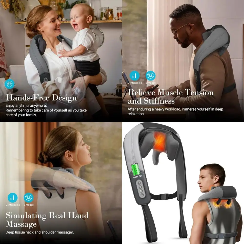 

Массажер для глубокого 4D-массажа с функцией подогрева для облегчения боли в плечах, шее и спине