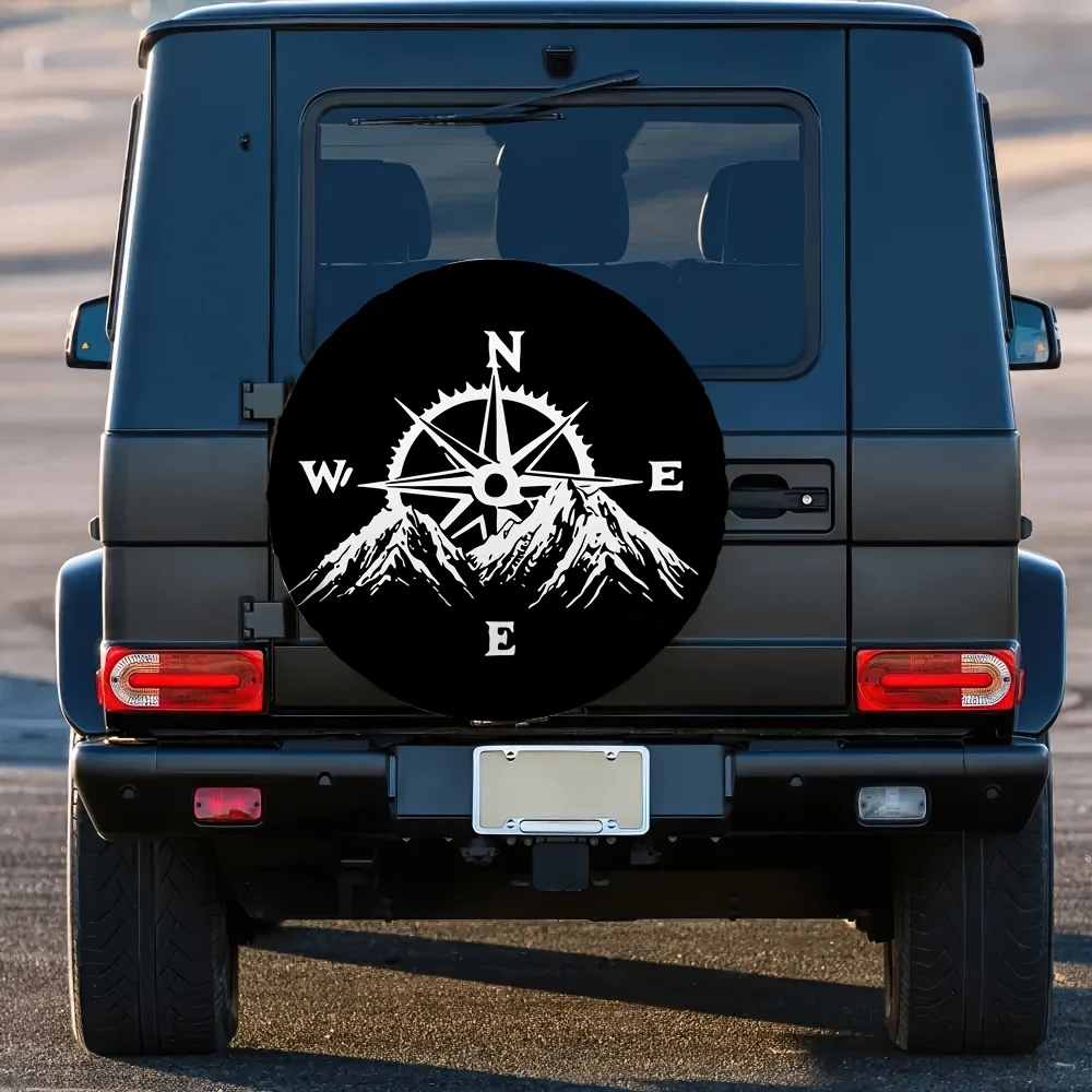 Compass Mountain Adventure Spare Tire Cover Durable Polyester Outdoor SUV Wheel Protector