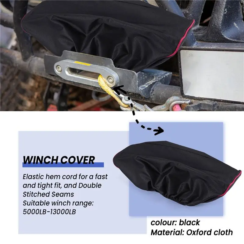 A54P-600D Winch Dust-Proof Cover 5000LB-13000LB Pound Capacity Range Waterproof Winch Cover Car Accessories