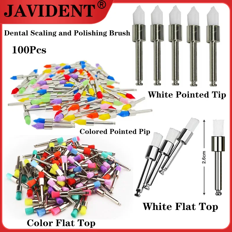 

100Pcs/Bag Dental Polishing Brush(Flat/Pointed Tip) Nylon Material Small Tooth Cleaning and Polishing Brush Teeth Whitening Care