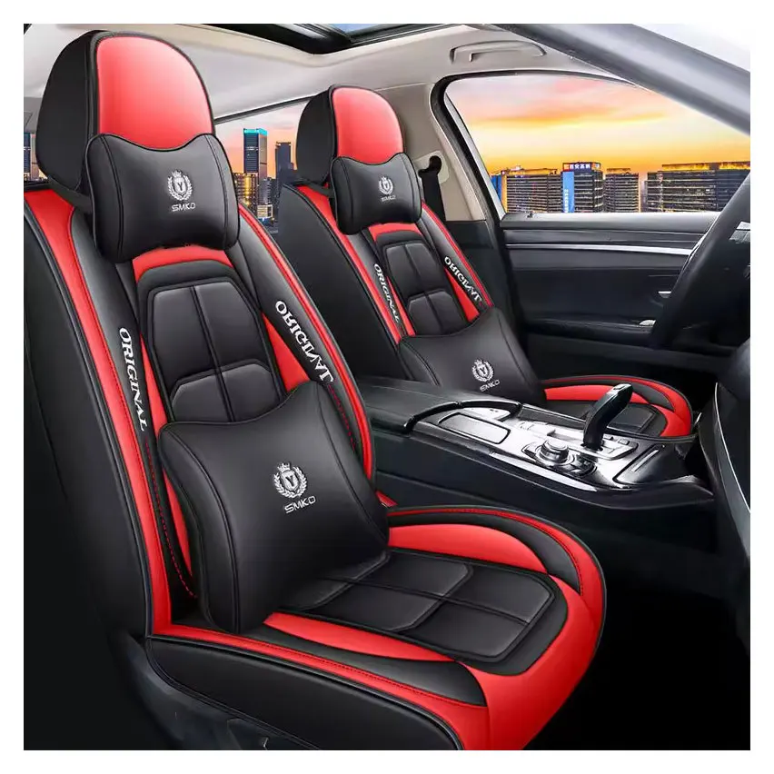 

Luxury Sport Leather Car Seat Covers Full Set Interior Accessories Decoration Cushion Premium Car Seat Cover