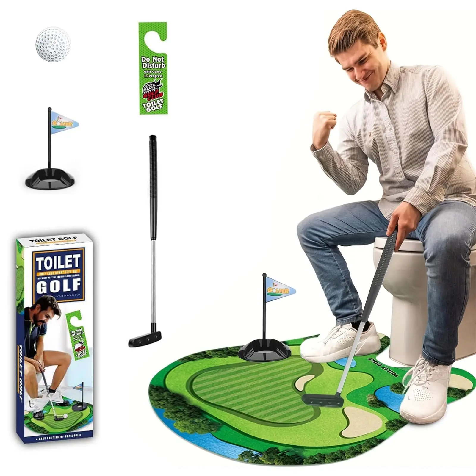

Fun Golf Game Mini Gag Gifts for Men Leisure Golf Ball Set for The Toilet Indoor Golf Entertainment Toilet Golf for Dad