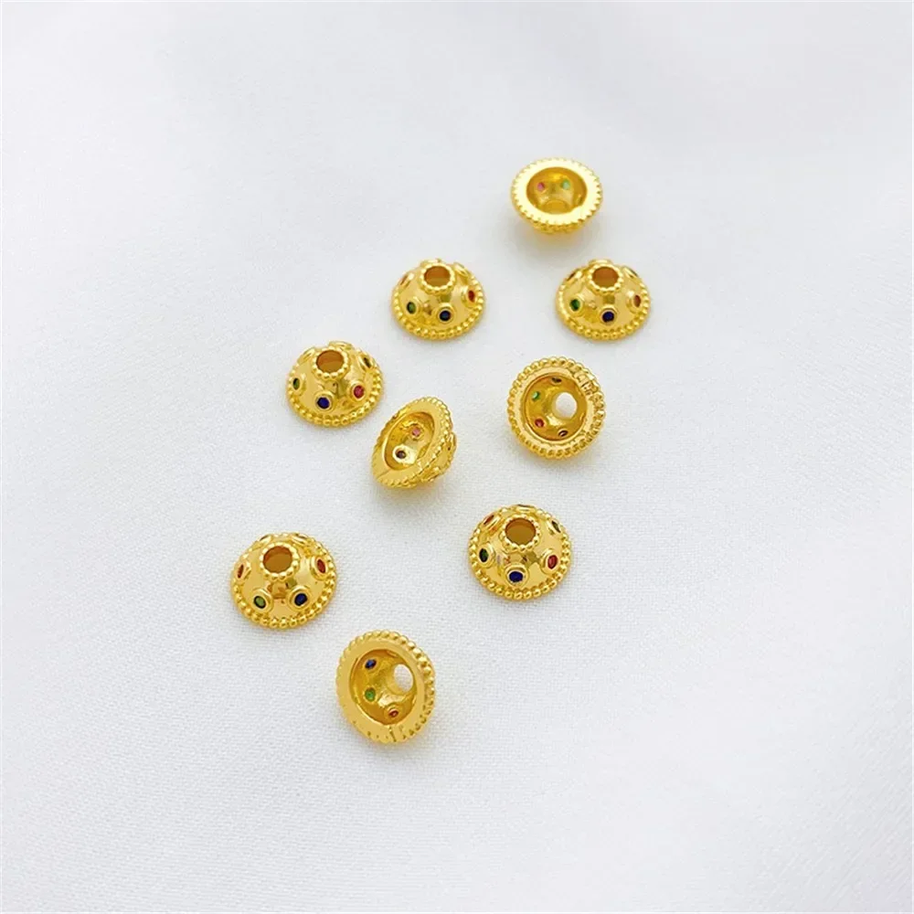 

18K Gold-Color White Gold Color Diamond Flower Hat, Flower Holder Handmade DIY Bracelet Necklace Jewelry Materials Accessories