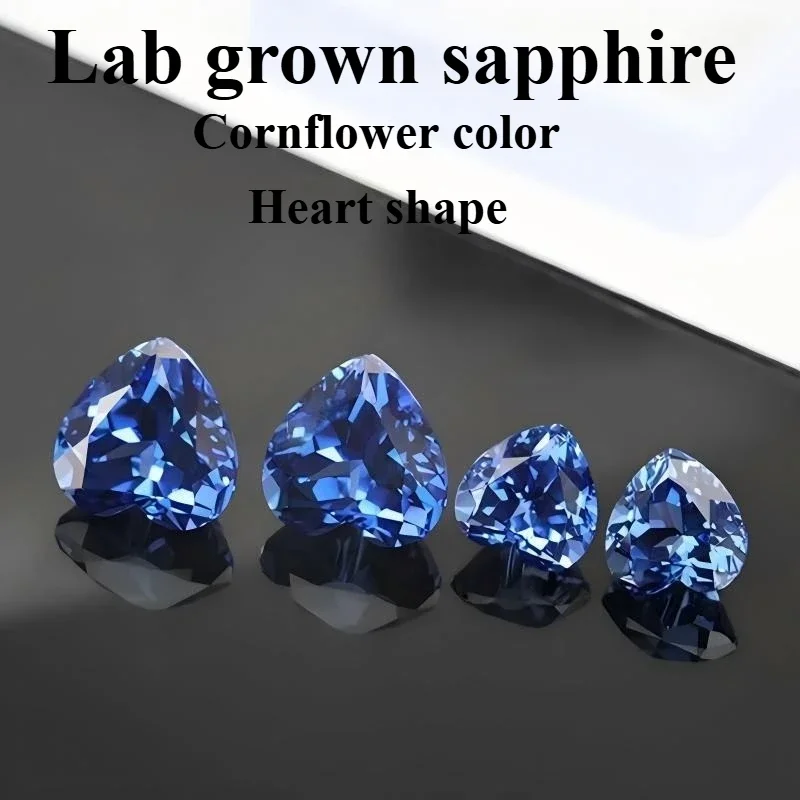 Heart Shape Cornflower Color Artificial Gemstone Sapphire Optional Certificate Multiple Shapes Selectable
