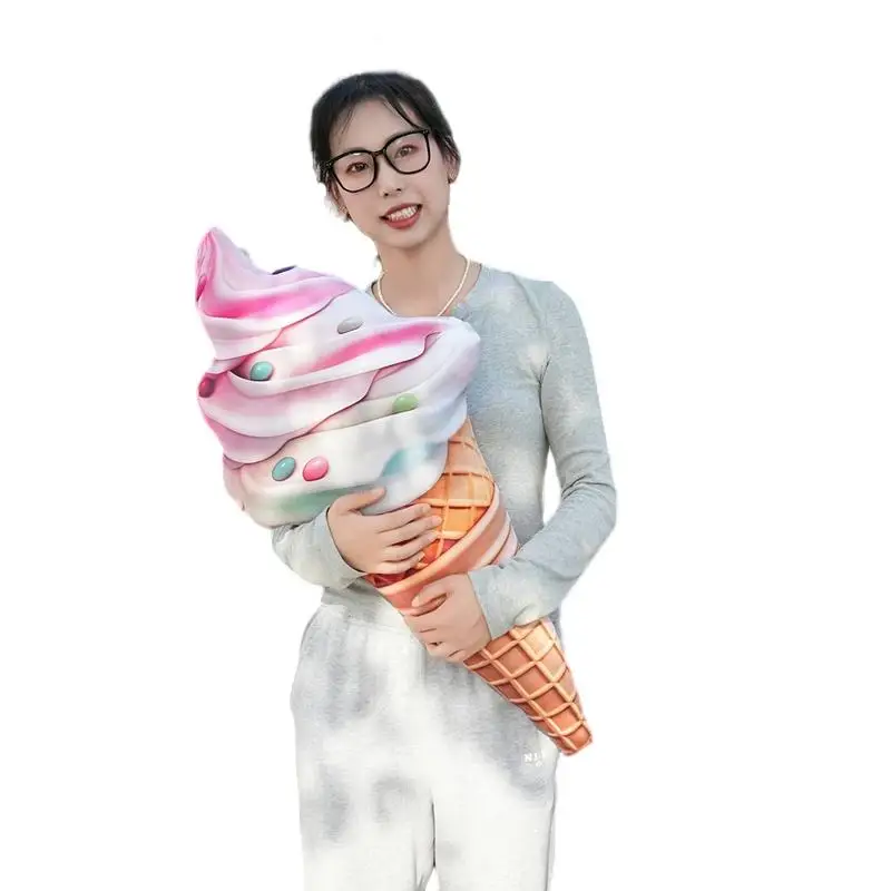 

15-80cm Sweet Ice Cream Cone Plush Pillow Stuffed Summer Food Snack Images Cushion Back Support Plushie Party Decor Present