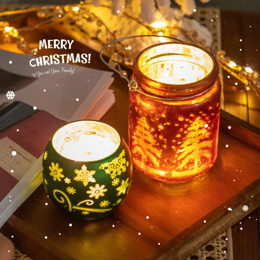 Candle Holder Starry Night Tea Light Holder Mercury Glass Votive Candle Cup Speckled Christmas Gold Red Wedding Party Decoration