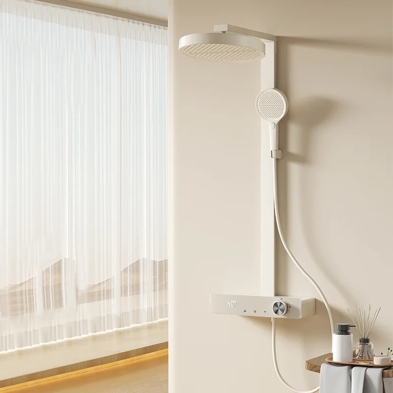 

Shower digital shower household bathroom bath multi-function three-speed control wall rack set