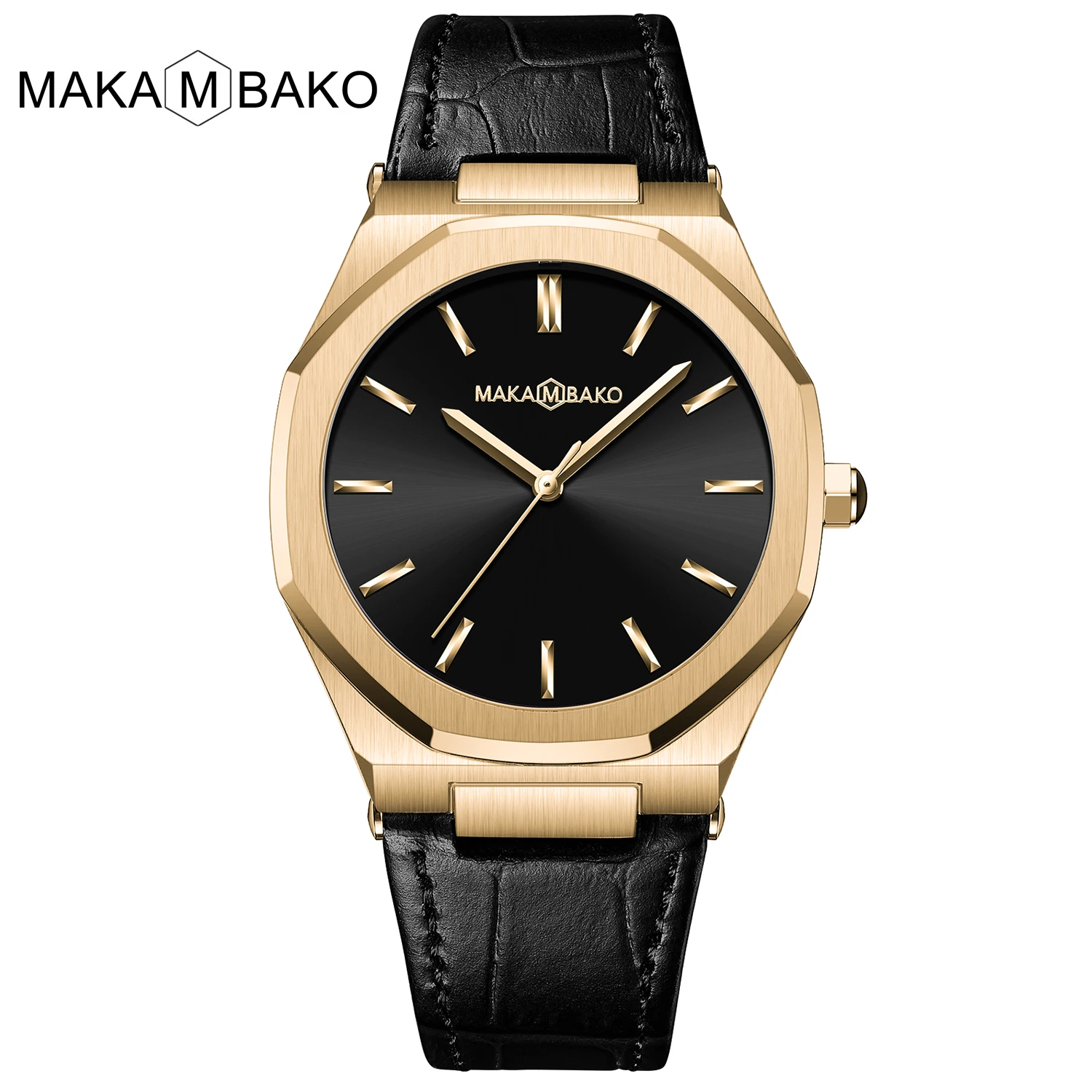 Makambako Männer Business Uhr japanische Uhrwerk Miyota 2035 leuchtend schwarz Sport wasserdicht Leder Quarzuhr Herren Geschenk Reloj
