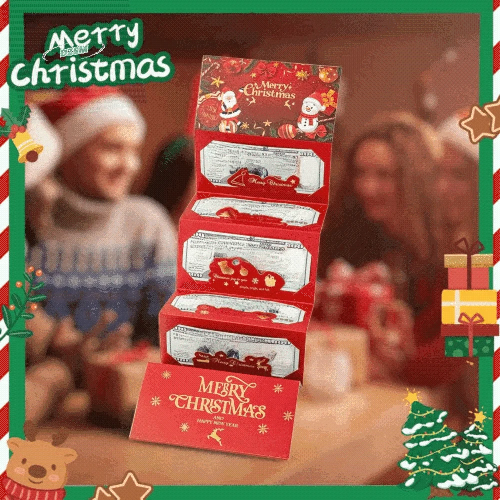 

2 Set Santa Claus Christmas Money Card Envelope Red Lucky Folding Banknote Card Navidad Elk Merry Christmas Decorations Party