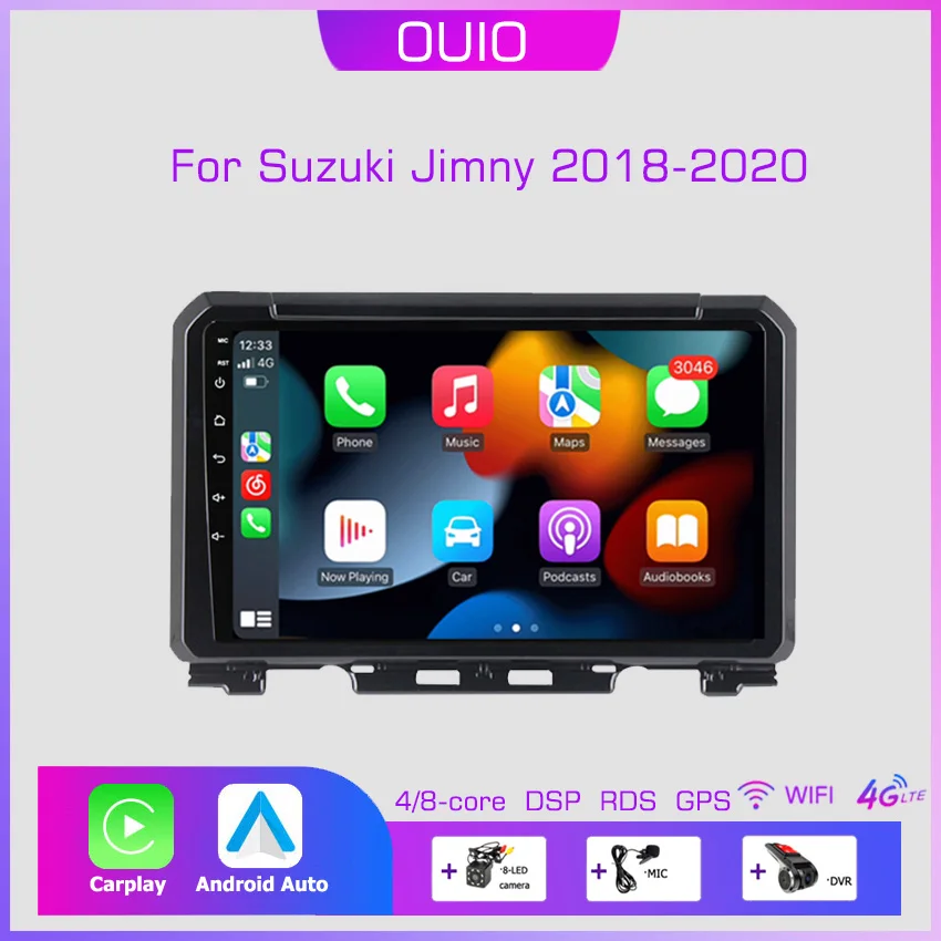 

2din 8G+128G IPS 9inch Android10 Car Radio Multimedia Player Carplay Auto GPS Navigation DSP BT For Suzuki Jimny 2018 2019 2020