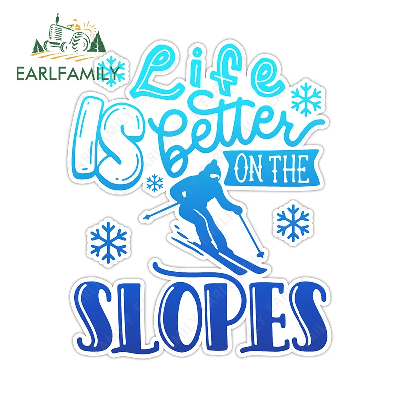EARLFAMILY Gradient Color Snowmobile Car Sunscreen Stickers Fashion Winter Cartoon Decal Graffiti Occlusion Scratch Car Styling