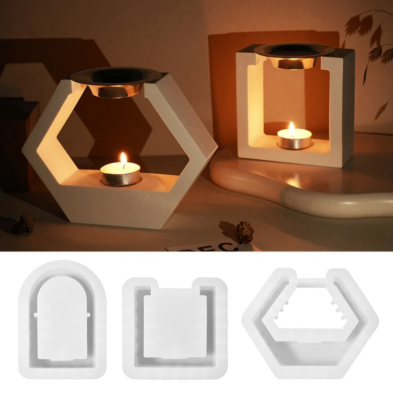 Square Hexagon Arch Candle Cup Incense Burner Silicone Mold DIY Gypsum Pouring Aromatherapy Storage Mold