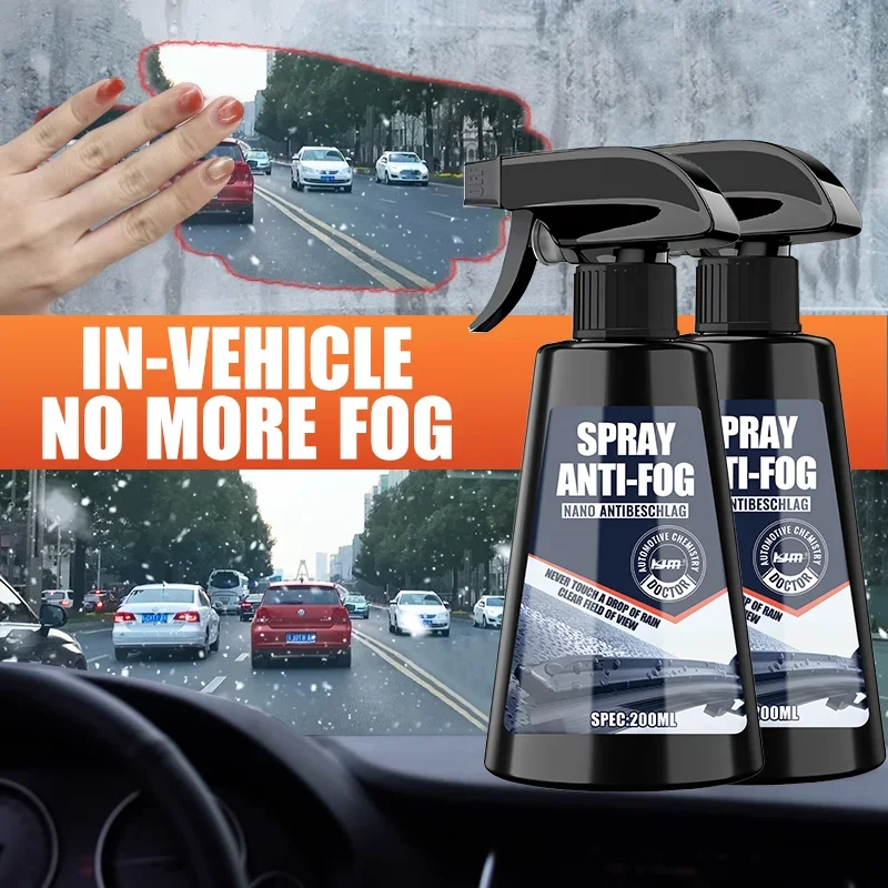 200ml Car Anti-fog Spray Glass Antifog Coating Agent Defogger Auto Windows Screens Mirror Windshield Defogging Cleaner