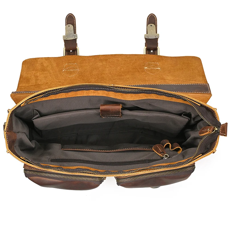 Vintage Style Men's Briefcase Backpack Leather Daypack For Men Male Travelling Bagpack Backpack Latop Bag 14" Laptop Bag 3 In 1