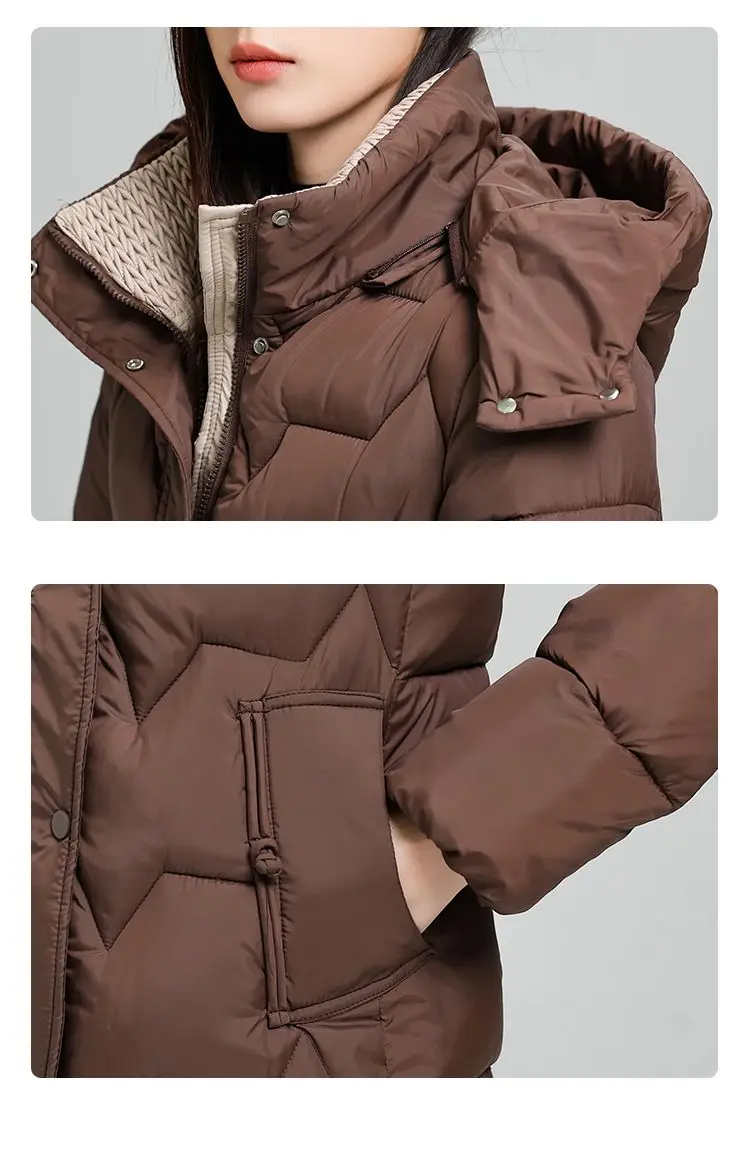 Female Long Down cotton Jacket 2026 Autumn Winter New Fashion Thicken Hooded Coat Women's Windproof Puffer Long Parka Overcoat