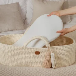 Baby Cradle Mattress Baby Out Basket Mat Nursing Table Mat Newborn Toddler Organic Cotton Foam Mattress with Extra Sheet Liner