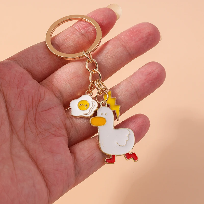 Aihua Cute Enamel Animal Duck Keychain Chicken Key Ring Pendant for Key Holder Women Girls Handbag Decor Handmade Jewelry Gift view 2