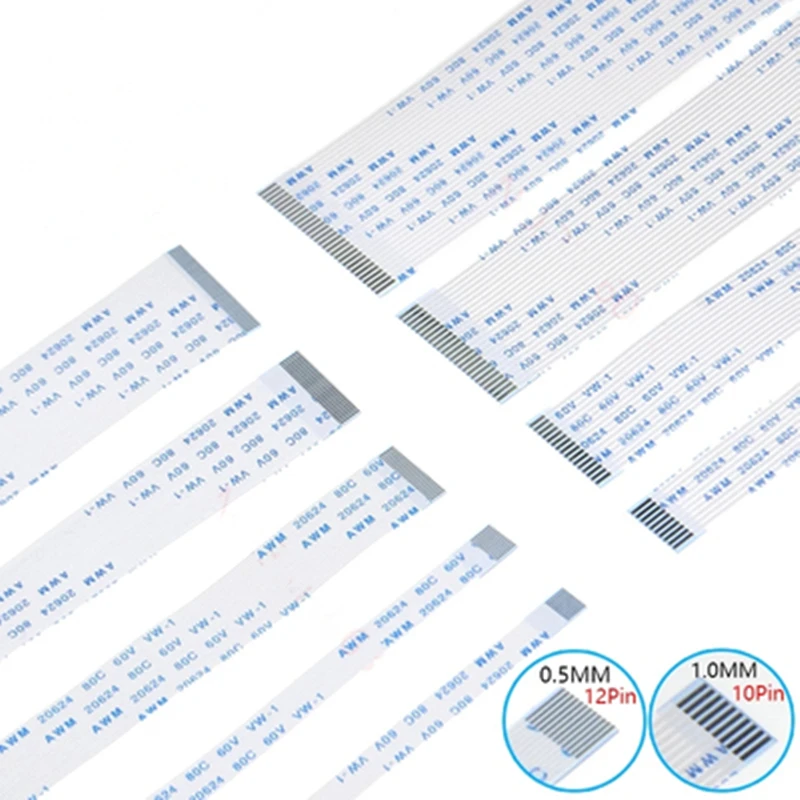 10PCS FPC FFC Ribbon Flexible Flat Cable 4/6/8/10/12/14/16/18/20 Pin 0.5MM Pitch  A /B Type Wire Length 6/10/15/20/25/30/40 CM