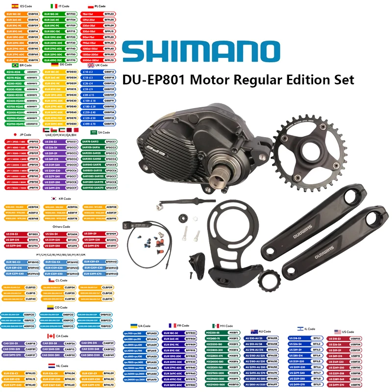 

Shimano EP8 DU-EP801 Motor Regular Edition Set With EM600 170mm Crankarm E80 34T Chainring SM-CDE80 EW-SW310 EW-SS300 For MTB