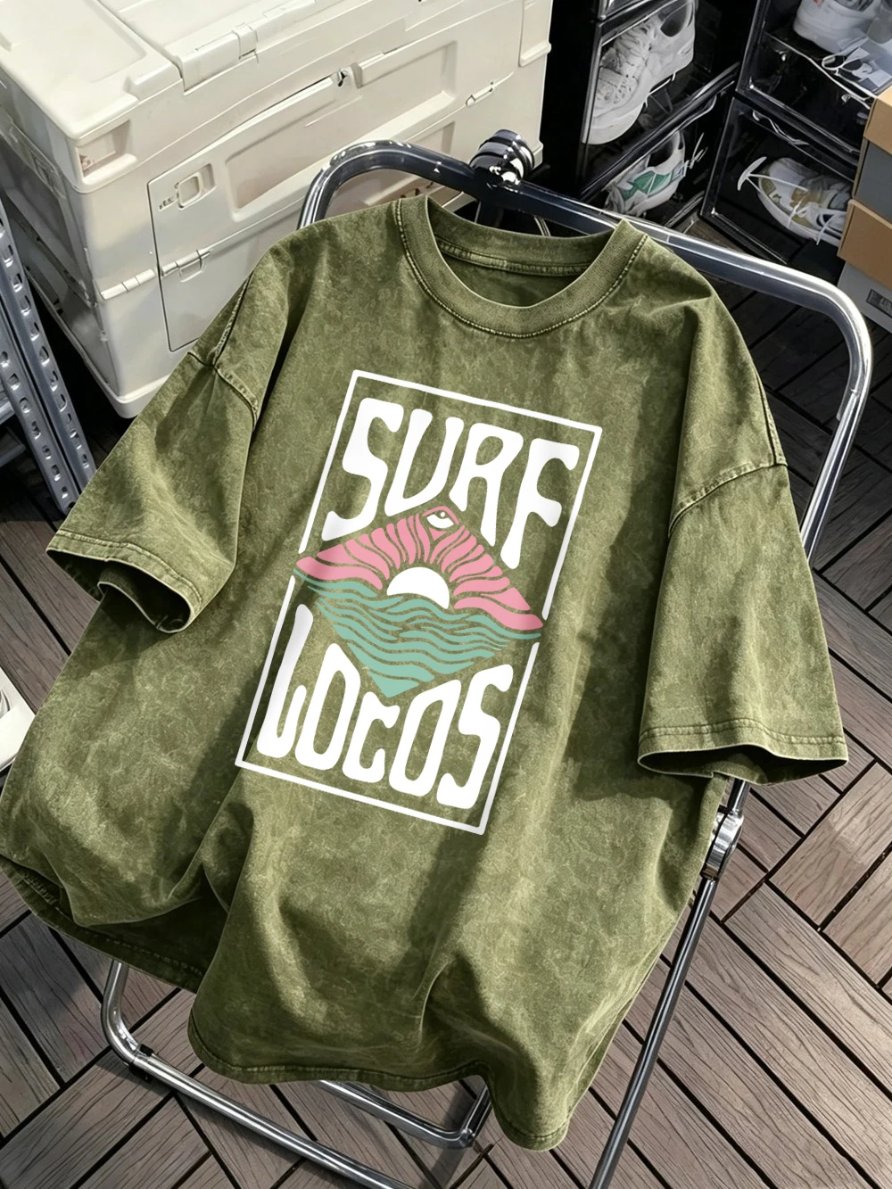 Surf Locos Graphic Printed Washed T-Shirts Womens Cotton Short Sleeve Tops Street O-Neck Oversized T Shirt Summer Soft Clothes