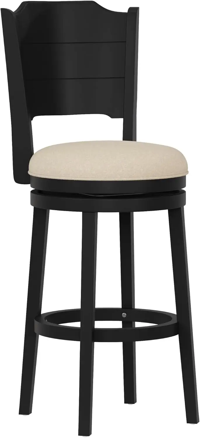 

, Clarion Wood Bar Height Swivel Stool, Black