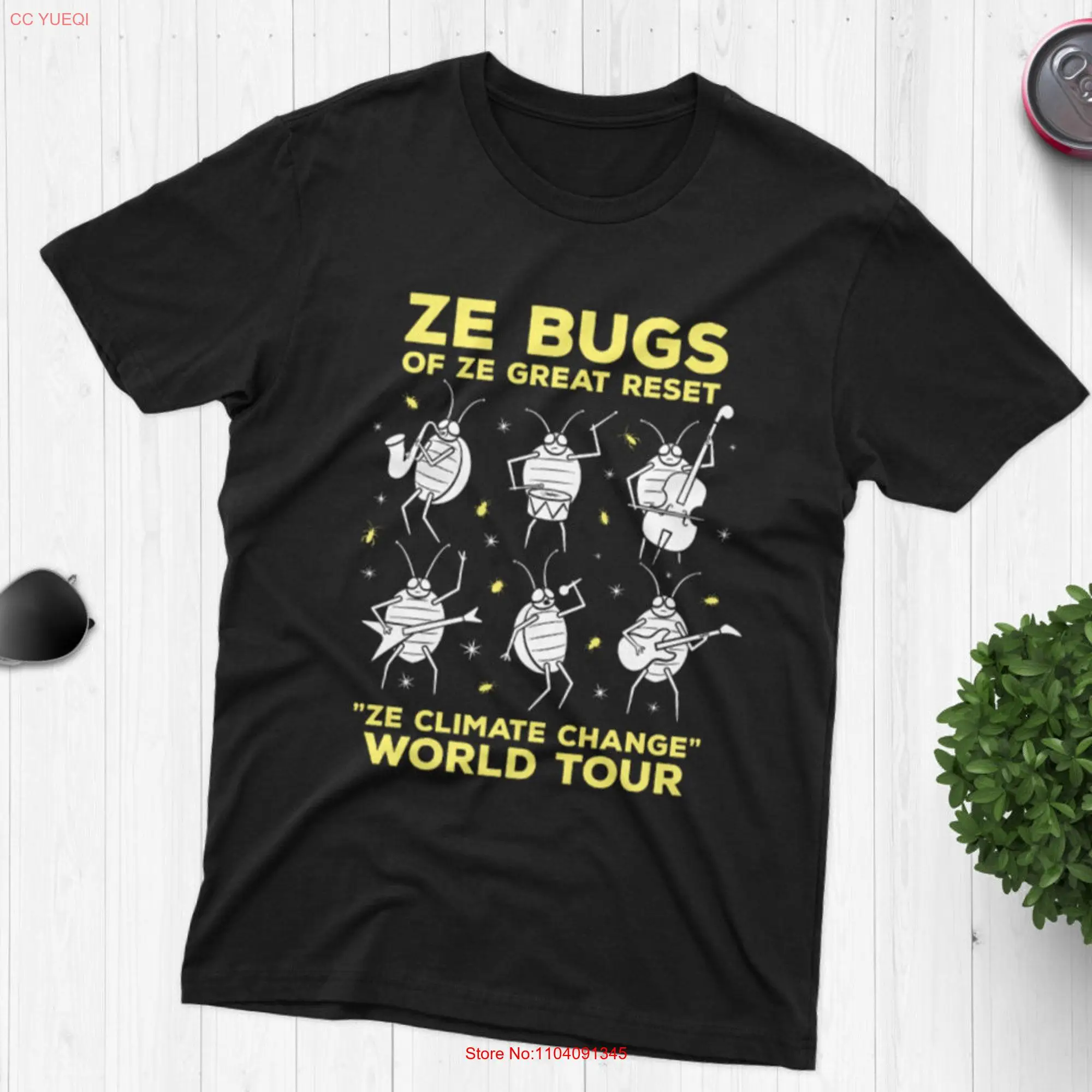 Bugs T Shirt Eat The Funny Eco Climate Change Top WEF Insects Great Reset Vegan long or short sleeves