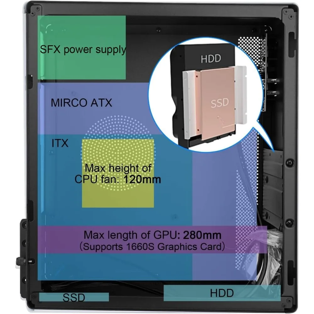 Micro ATX Case for Mini PC - Support Micro ATX/ITX with USB 3.0 and 3.5" HDD - view 4