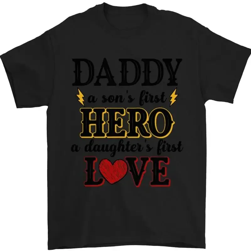 Vatertag Tochter Love Sohn Hero Dad Herren 100% Baumwoll T shirt